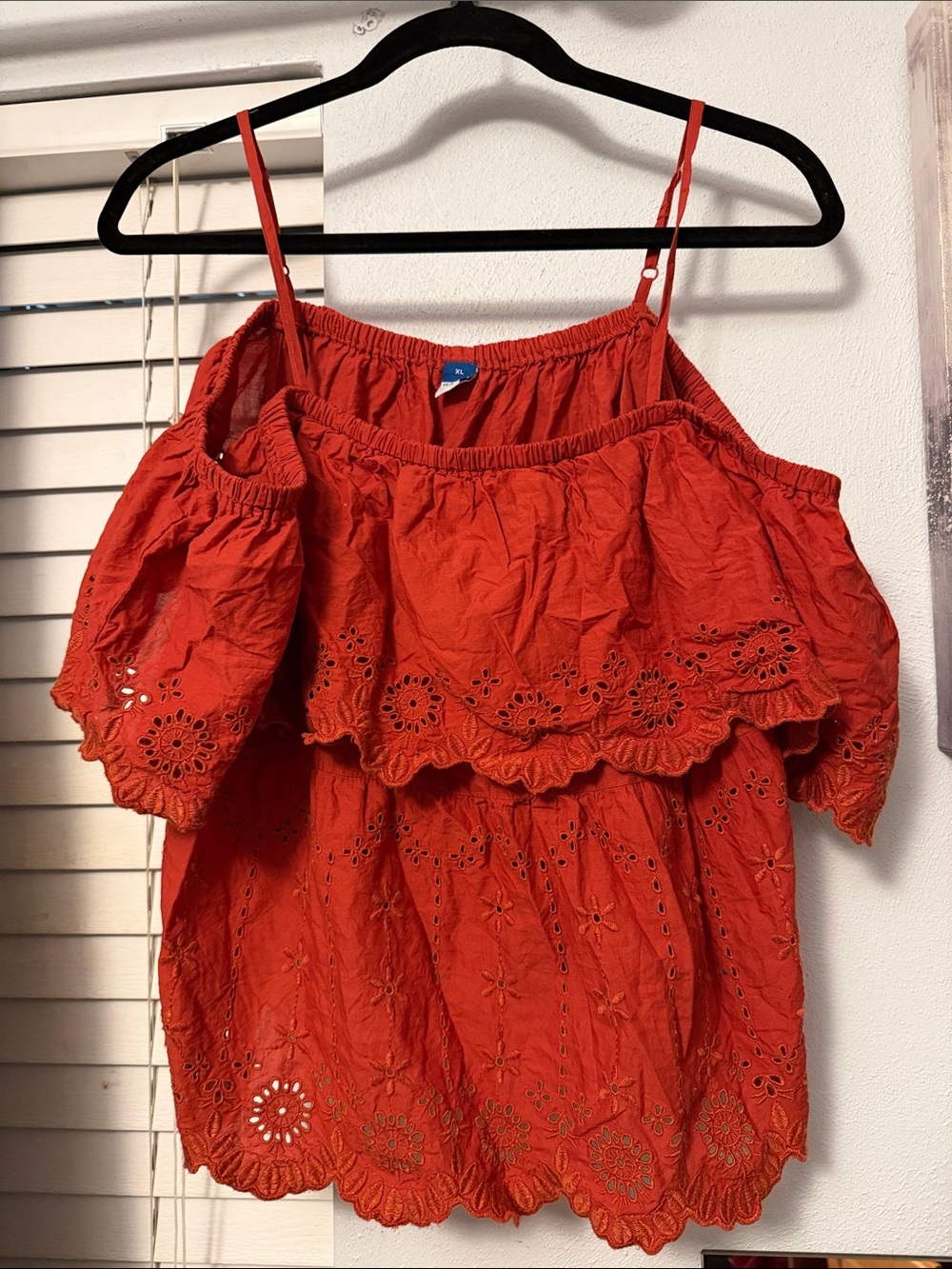 Old Navy Orange Red Eyelet Off-Shoulder Camisole